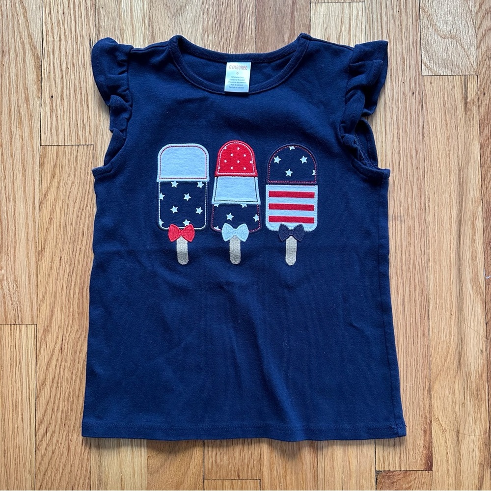 Gymboree Patriotic Popsicles Shirt 100% Cotton Navy size 6